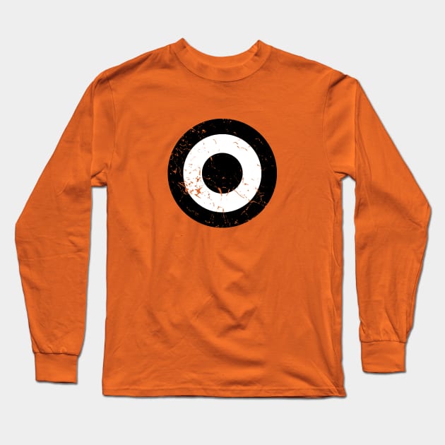 Distressed Black and White Roundel Long Sleeve T-Shirt by Alan Hogan